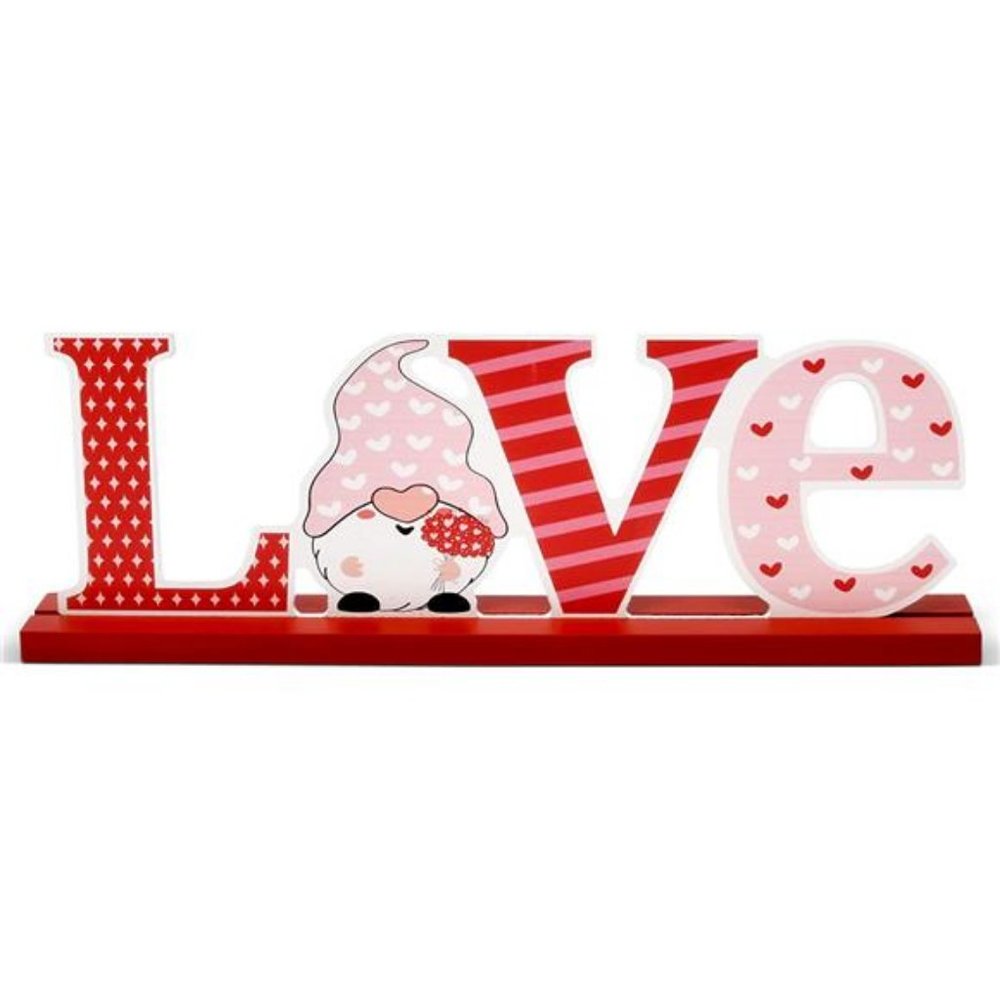 3 Valentines Day Wooden Table Decorations Pink Heart Love  Sign Valentine's